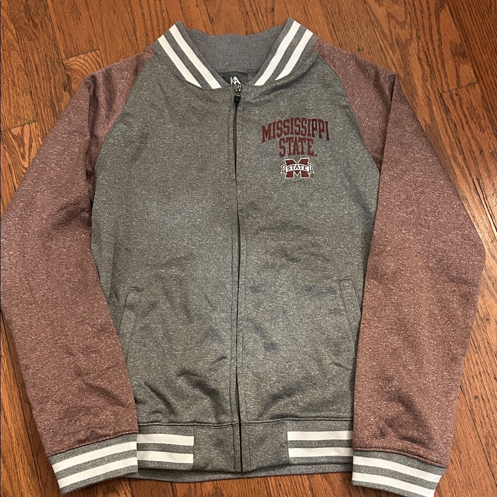 Knights Apparel Mississippi State Gray and Maroon Zip-Up Jacket